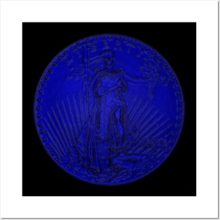 USA Liberty 1933 Coin in Blue Posters and Art